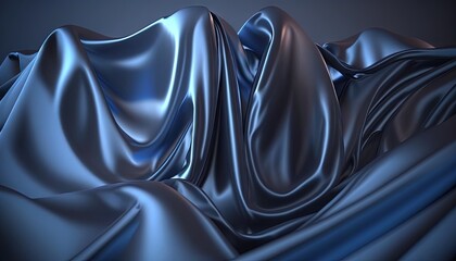 Wall Mural - a blue and black background with a wavy fabric pattern in the middle of it, with a black background and a blue background with a black background. generative ai