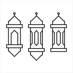 Wall Mural - Ramadan Lantern Symbol Monochrome Background Vector Illustration