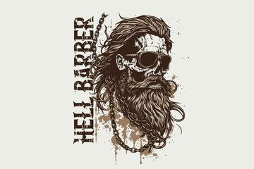 Wall Mural - Skull barber vector illustration for t-shirt