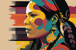 Indigenous women's, portrait of a native American woman, created by a neural network, Generative AI technology