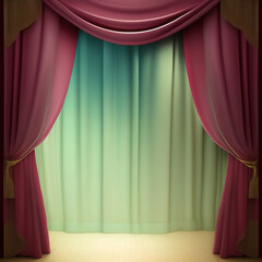 Wall Mural - Generative AI: curtains luxury Scene performance or background for web