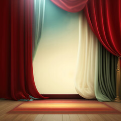 Wall Mural - Generative AI: curtains luxury Scene performance or background for web