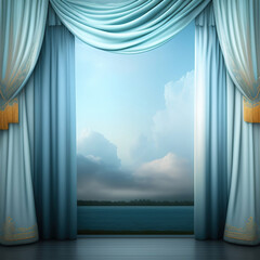 Wall Mural - Generative AI: curtains luxury Scene performance or background for web