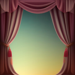 Wall Mural - Generative AI: curtains luxury Scene performance or background for web