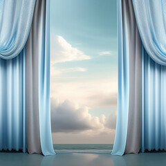 Wall Mural - Generative AI: curtains luxury Scene performance or background for web