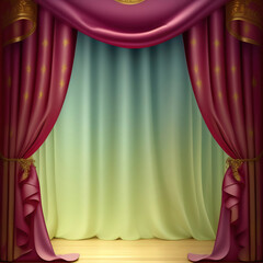Wall Mural - Generative AI: curtains luxury Scene performance or background for web