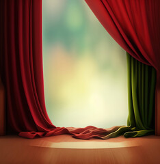 Wall Mural - Generative AI: curtains luxury Scene performance or background for web