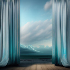 Wall Mural - Generative AI: curtains luxury Scene performance or background for web