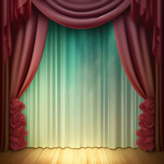Wall Mural - Generative AI: curtains luxury Scene performance or background for web