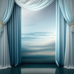 Wall Mural - Generative AI: curtains luxury Scene performance or background for web