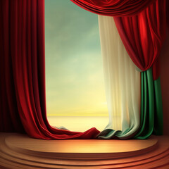 Wall Mural - Generative AI: curtains luxury Scene performance or background for web