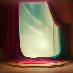 Wall Mural - Generative AI: curtains luxury Scene performance or background for web