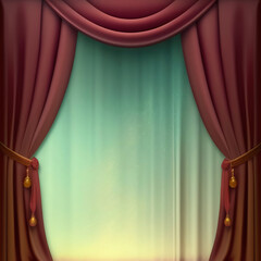 Wall Mural - Generative AI: curtains luxury Scene performance or background for web