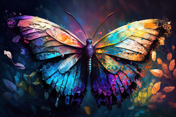 a large colorful fairy butterfly, created by a neural network, Generative AI technology