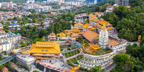 Wall Mural - Kek Lok Si Temple aerial photo panorama on Penang island in Malaysia