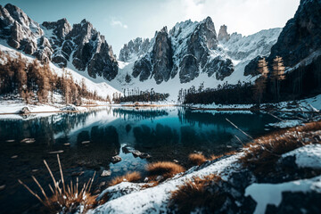  Winter Mountain Landscape. Generative ai