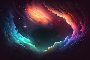 Wall Mural - journey through the stars with gradient galaxy background - generative ai