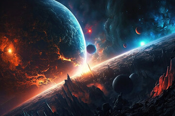 Wall Mural - planet in space, generative ai