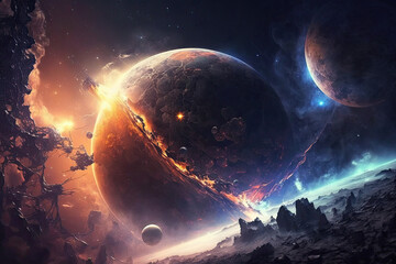 Wall Mural - planet in space, generative ai