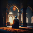 © ADDICTIVE STOCK - Generative AI illustration of praying man in mosque
