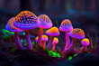 glowing neon mushrooms. Generative AI, Generative, AI