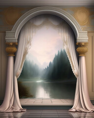 Wall Mural - Generative AI: curtains luxury Scene performance or background for web