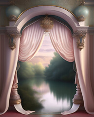 Wall Mural - Generative AI: curtains luxury Scene performance or background for web