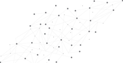 Grey network. Abstract connection on white background. Network technology background with dots and lines for desktop. Ai system background. Abstract data concept. Line background, network technology