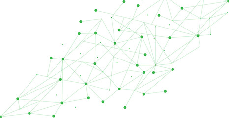Wall Mural - Green network. Abstract connection on white background. Network technology background with dots and lines for desktop. Ai system background. Abstract data concept. Line background, network technology