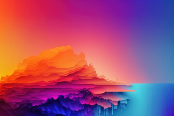 Wall Mural - Abstract colorful iceberg with rainbow colors, abstract arctic sunset. Generative AI