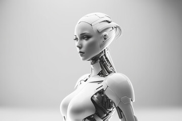 Robot woman background. Created with generative Ai technology.