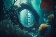 Blue Depth Of Nature: Explore A Bionic Underwater City With Intricate Details & Insane Depths In Unreal Engine 5's Epic Composition & Ultra-Wide Angle , Generative Ai