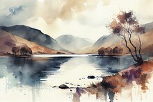 Lakes, Watercolour Style Generative AI