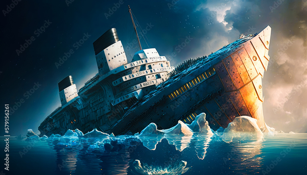 An image of the titanic sinking in the ocean. Generative AI. Stock ...