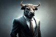 © Melinda Nagy - bull posing in business suit Generative ai