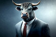 © Melinda Nagy - bull posing in business suit Generative ai
