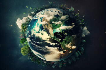 earth day green globe. generative ai