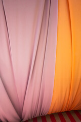 Wall Mural - Pink and orange roof drapes.