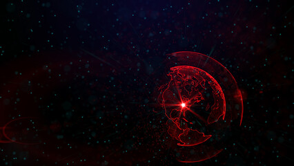 Digital red planet of Earth, 3D animation