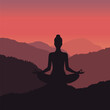 © MoonS  - Silhouette of a woman meditating in the mountains at beautiful sunrise