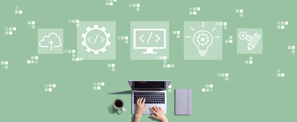 web development concept with person working with a laptop