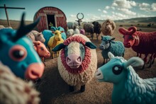 Whimsical Animal Farm With Epic Composition, Insane Details & Beautifully Color-coded Scenes Using Unreal Engine 5 & Ultra-Wide Angle Lens-cinematic Christmas Decoration With Dolls, Hats, Toys, And Mo