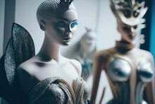 Enchanted Fashion Design Center: Fairy Tale Mannequins With Insane Hyper-Detailed Bokeh And Unreal Engine 5 For Ultra-Wide Angle Depth Of Field Beauty , Generative Ai