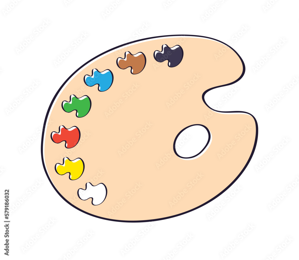 Painting art palette with paint colors swatches isolated vector ...