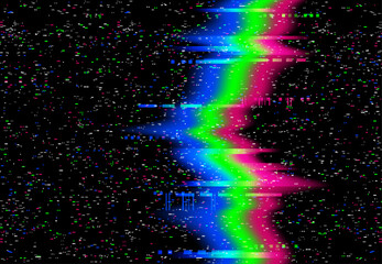 Leinwandbilder - Glitch noise on TV screen, pixel digital or VHS effect. Display data fail, VHS cassette analog video decay or computer monitor RGB pixel glitch vector backdrop. Screen signal malfunction background