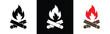 camp fire icon set. bonfire icon. firewood icon sign symbol, vector illustration
