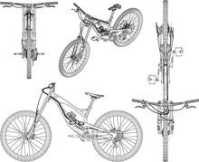 Vector Sketch Of Sport Downhill Bicycle Illustration