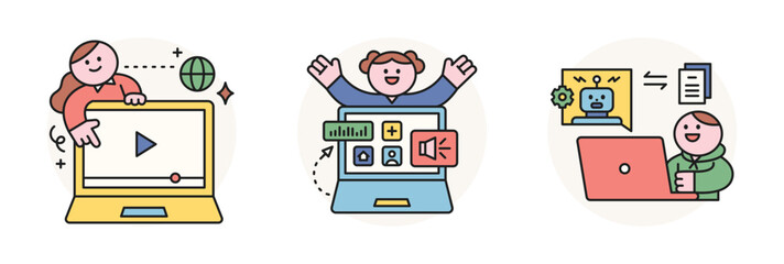 Wall Mural - back to school. computer online classes.