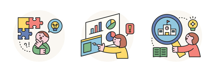 Wall Mural - back to school. idea puzzle and graph analysis and school search.