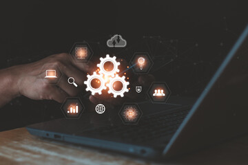Wall Mural - automation for business process. concepts relating to the internet of things and automation as a sou